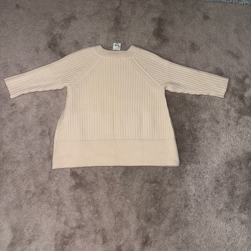 Cream Ribbed Cashmere Sweater - Picture 2 of 2